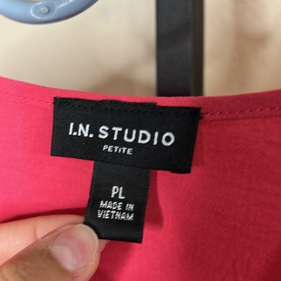 221 - I.N. Studio NWT Pink Boho Mid-Sleeve Top, Size Petite Large - Picture 3 of 7